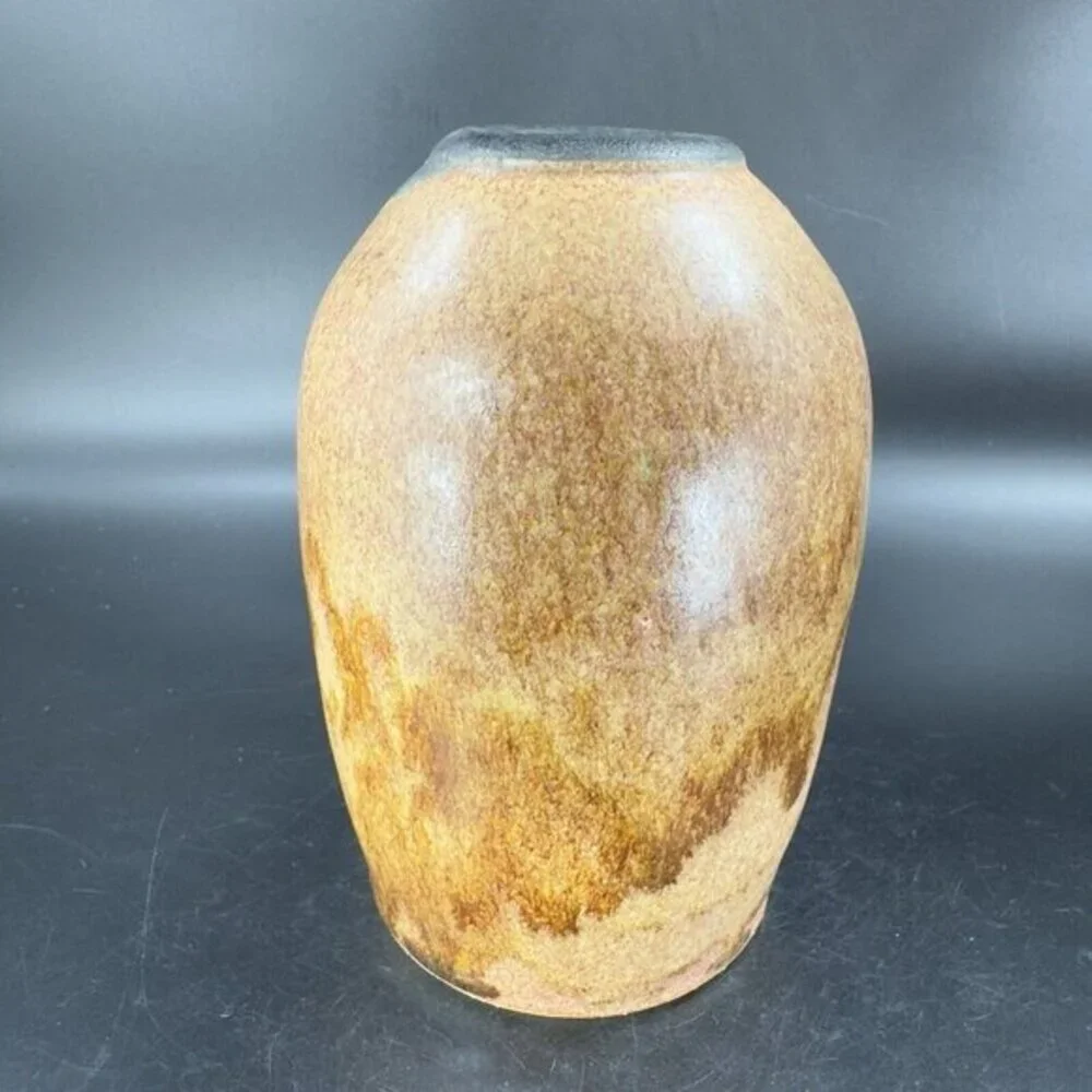 Vintage Hand Made Pottery Vase Vessel Brown‎ Drip Glaze Artists Marked Vase VTG